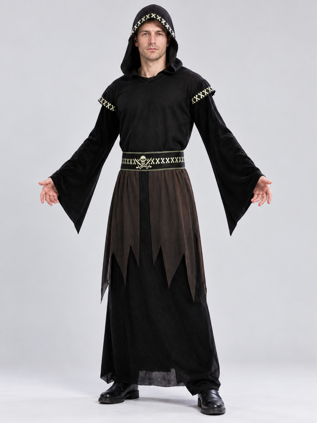 Dark Wizard Costume with Hood and Belt