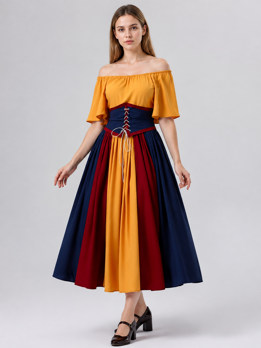 Carnival Dress with Corset Belt and Off-the-Shoulder Design Costume Dresses detail