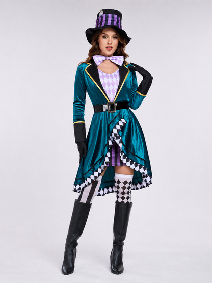 Stage Costume with an Asymmetrical Skirt and Top Hat