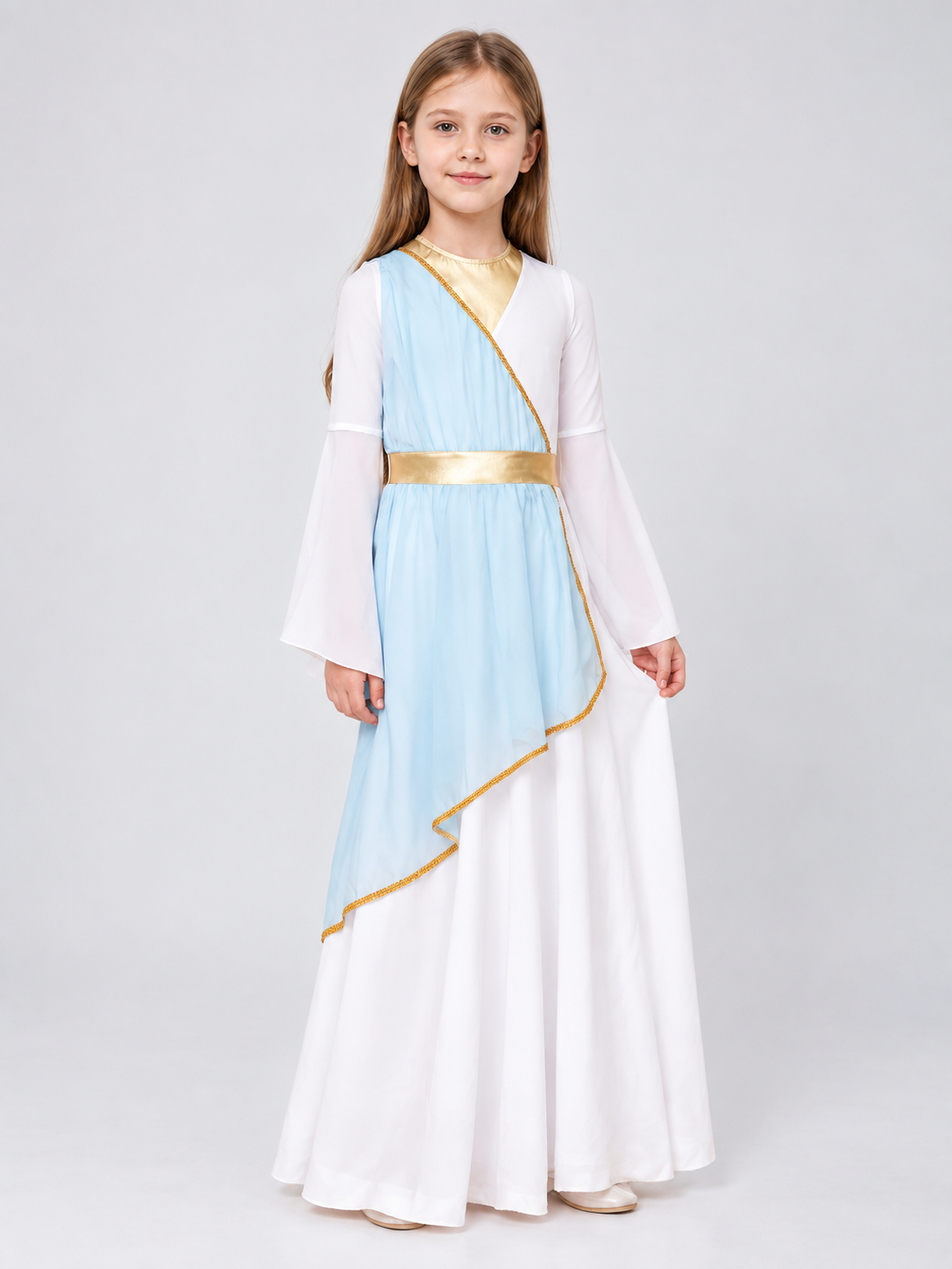 Kids' Carnival Dress with Asymmetrical Draping