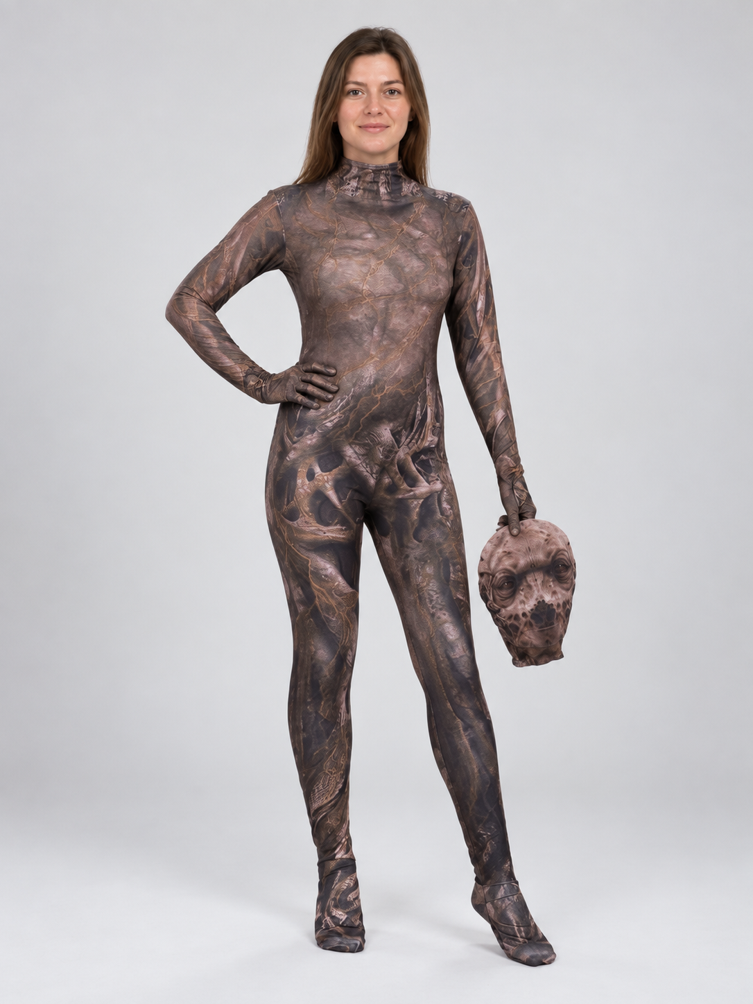 Carnival Costume with Volumetric Mask and Embossed Print