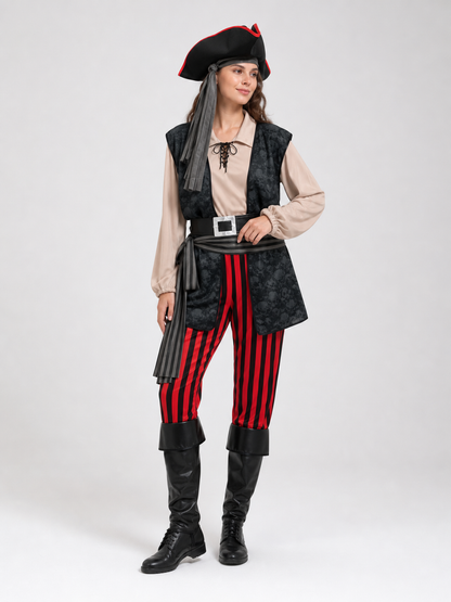 Pirate Costume with Vest, Hat, and Belt