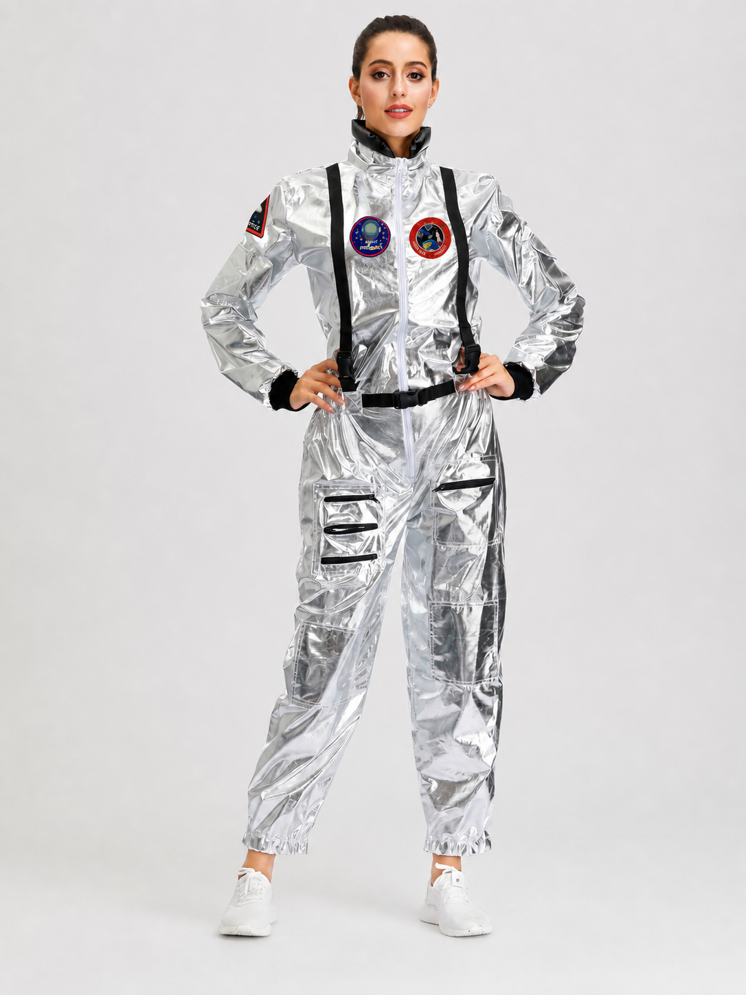 Silver Astronaut Costume — Jumpsuit with Patches