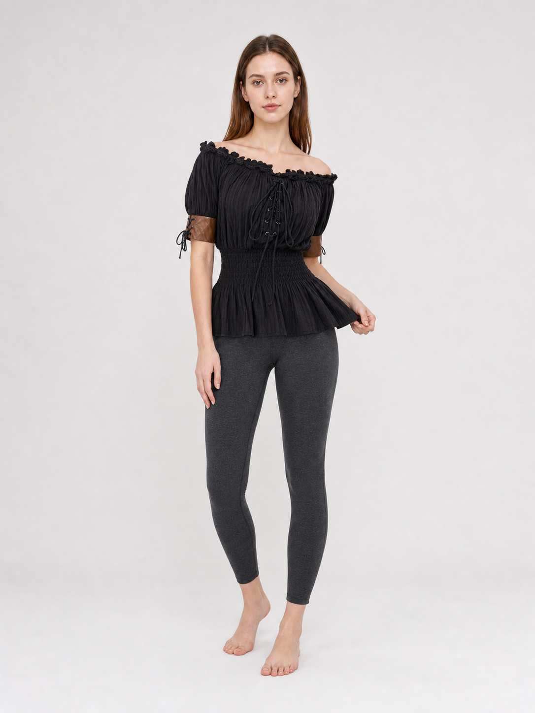 Gothic Off-the-Shoulder Lace-Up Top