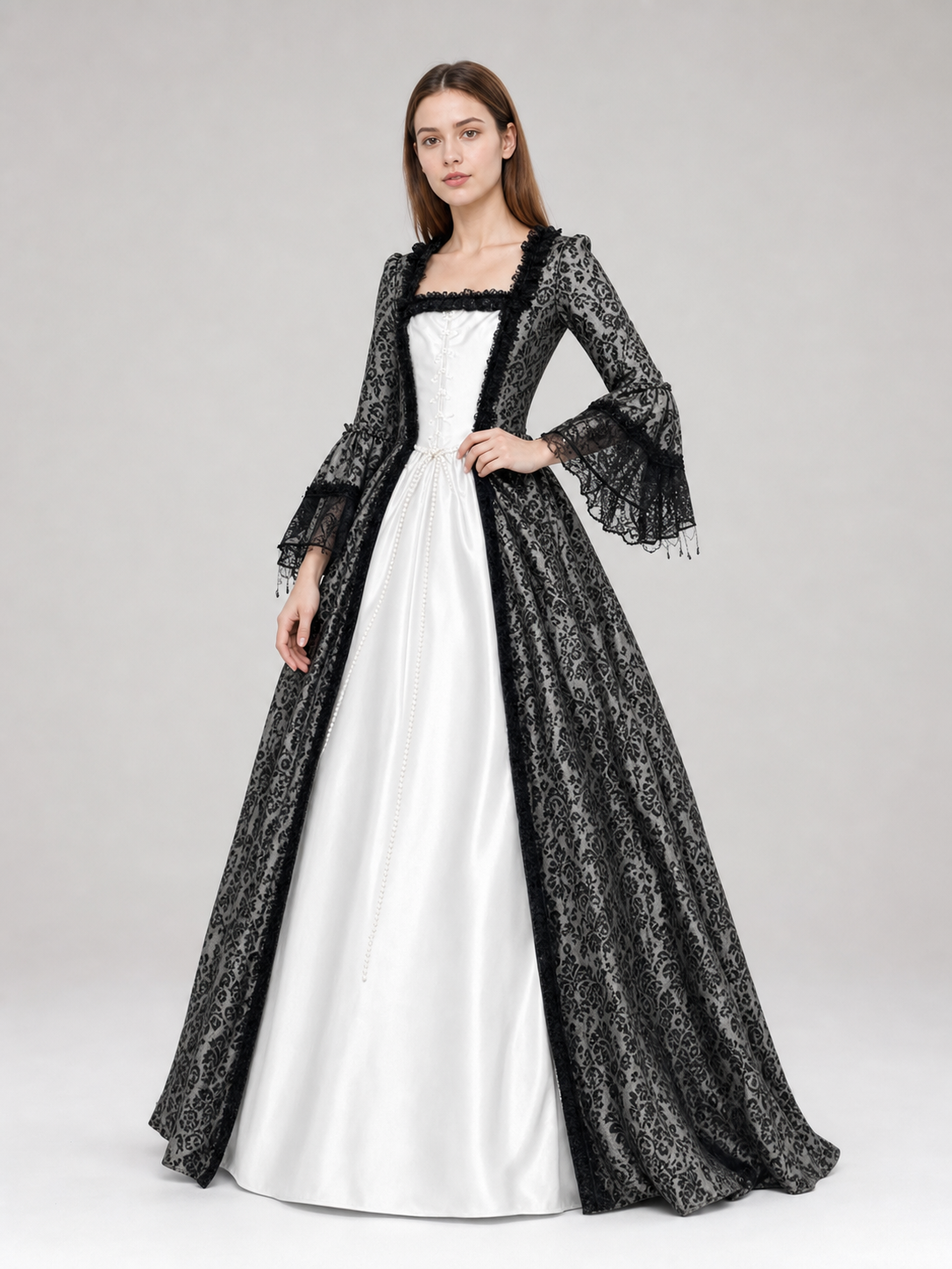 Gothic vintage floor-length dress with sleeves