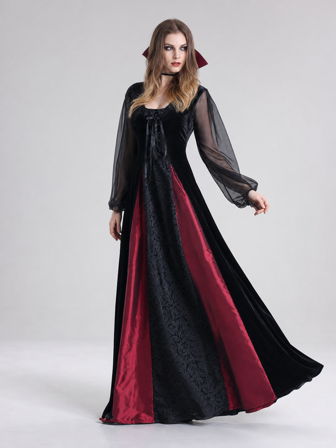 Gothic Halloween Costume Dress with Collar Costume Dresses detail