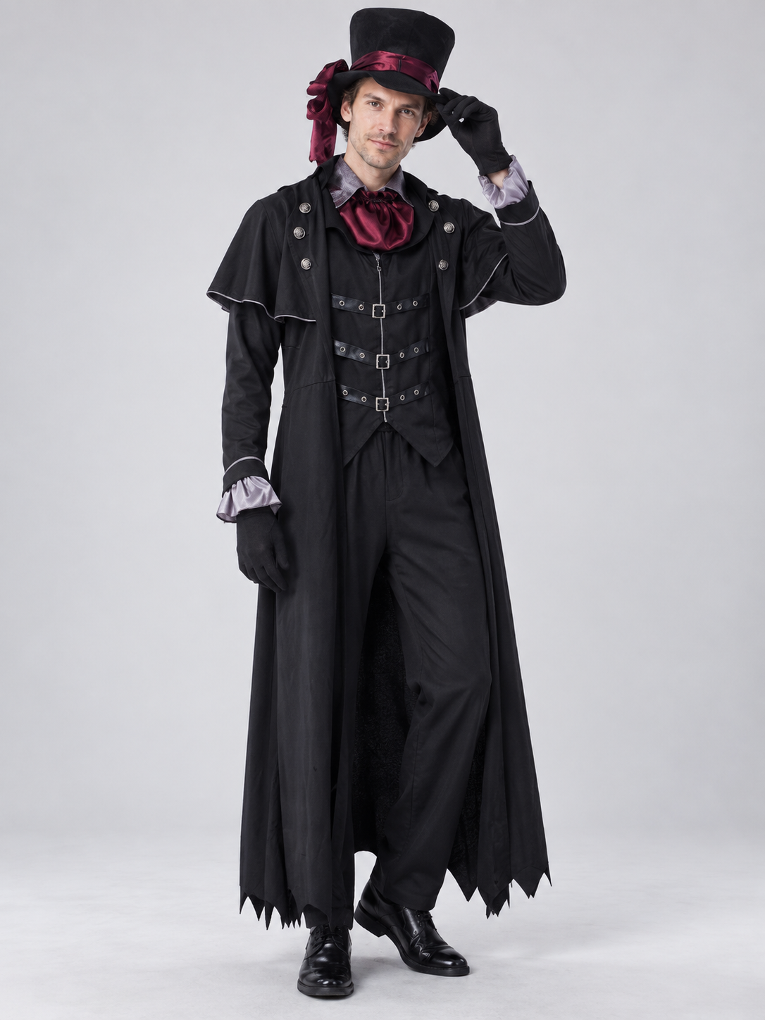 Adult Vampire Costume Black with Burgundy
