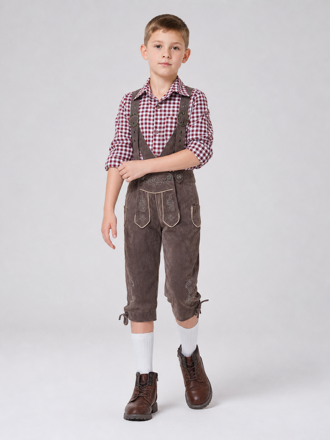 Costume Set: Plaid Shirt and Bib Overalls