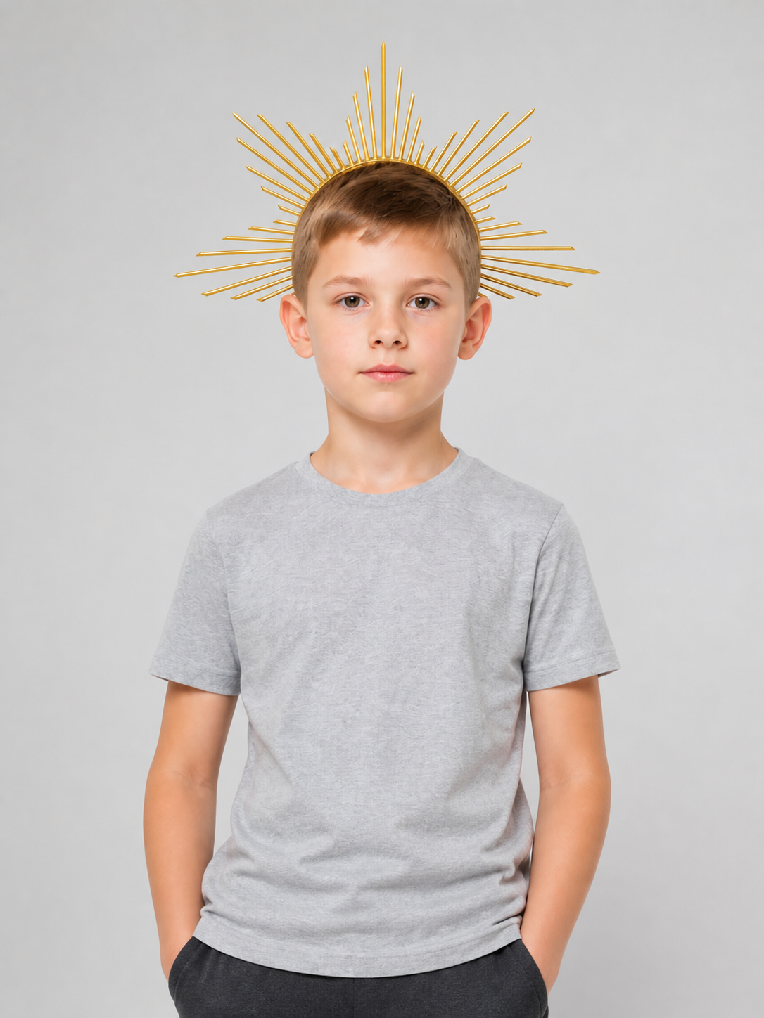 Gold Carnival Halo Headband with Rays Costume Headwear detail