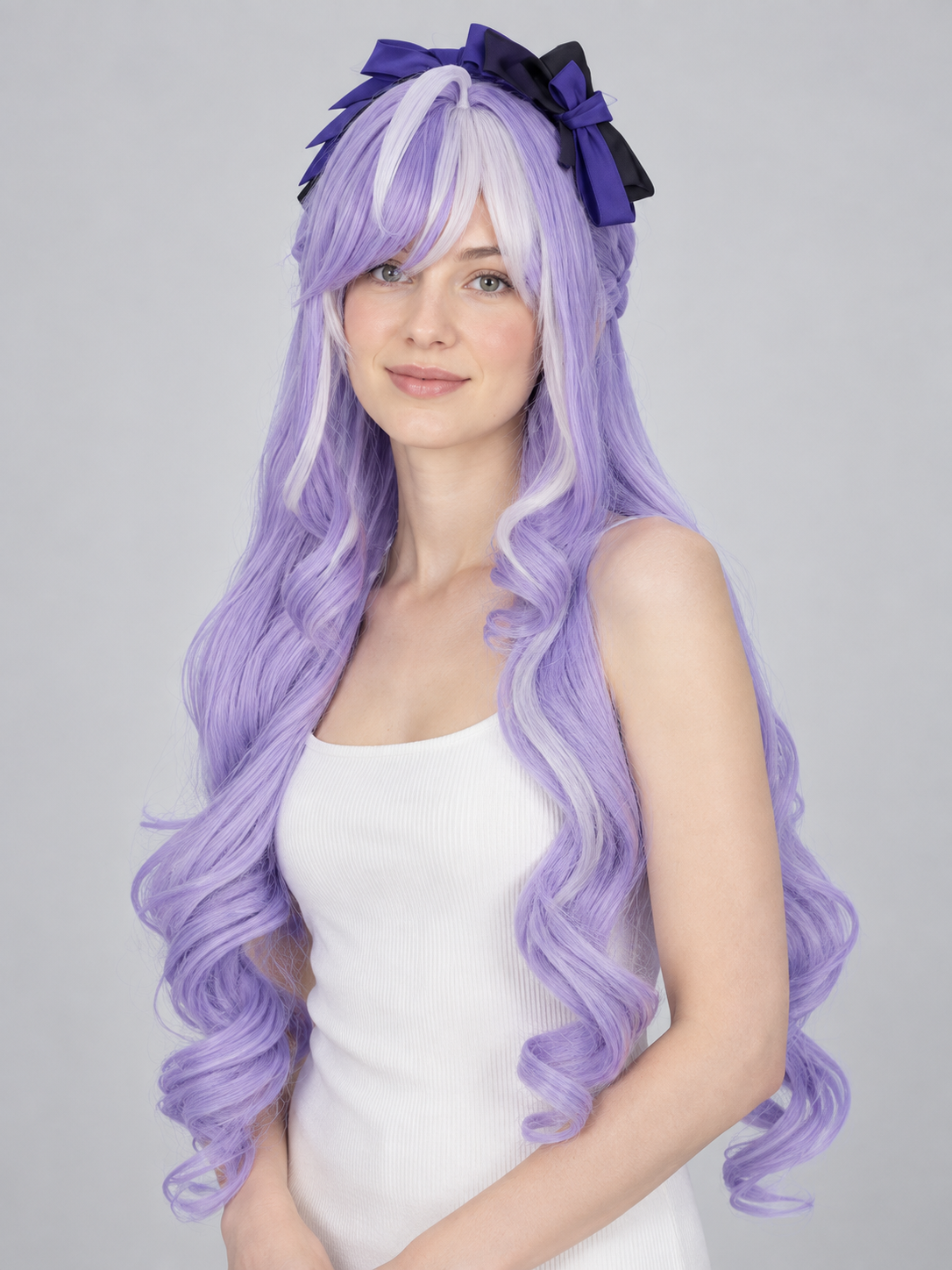 Light Purple Wavy Cosplay Wig with Bangs