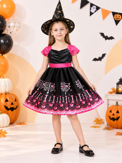 Kids' carnival dress with puffy skirt and hat