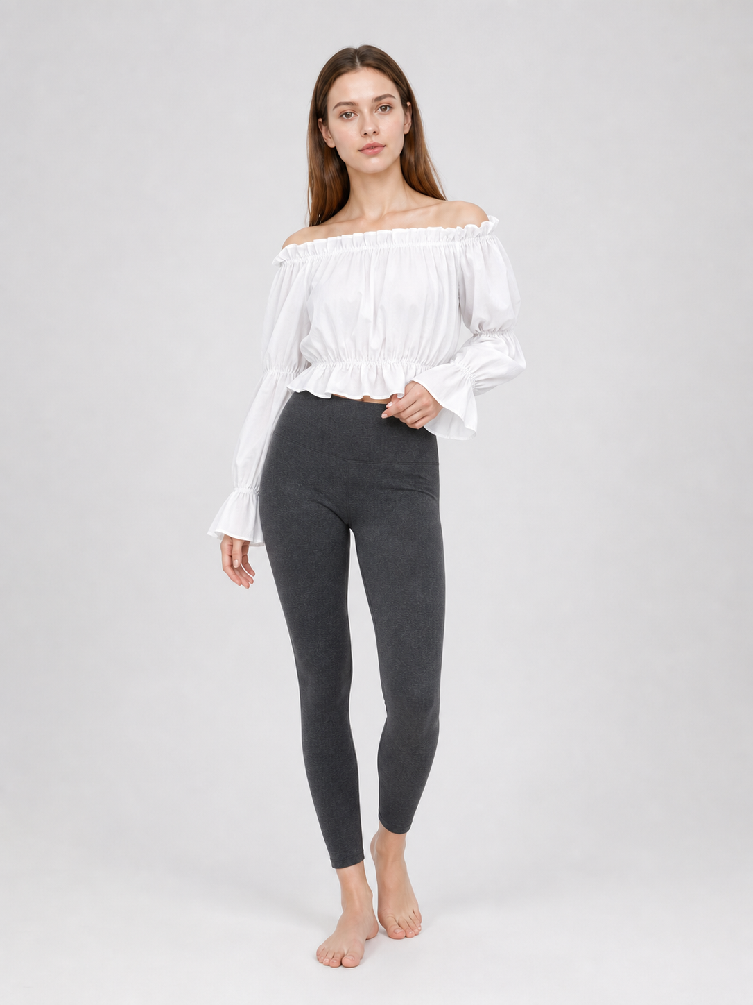 White Cropped Off-the-Shoulder Blouse