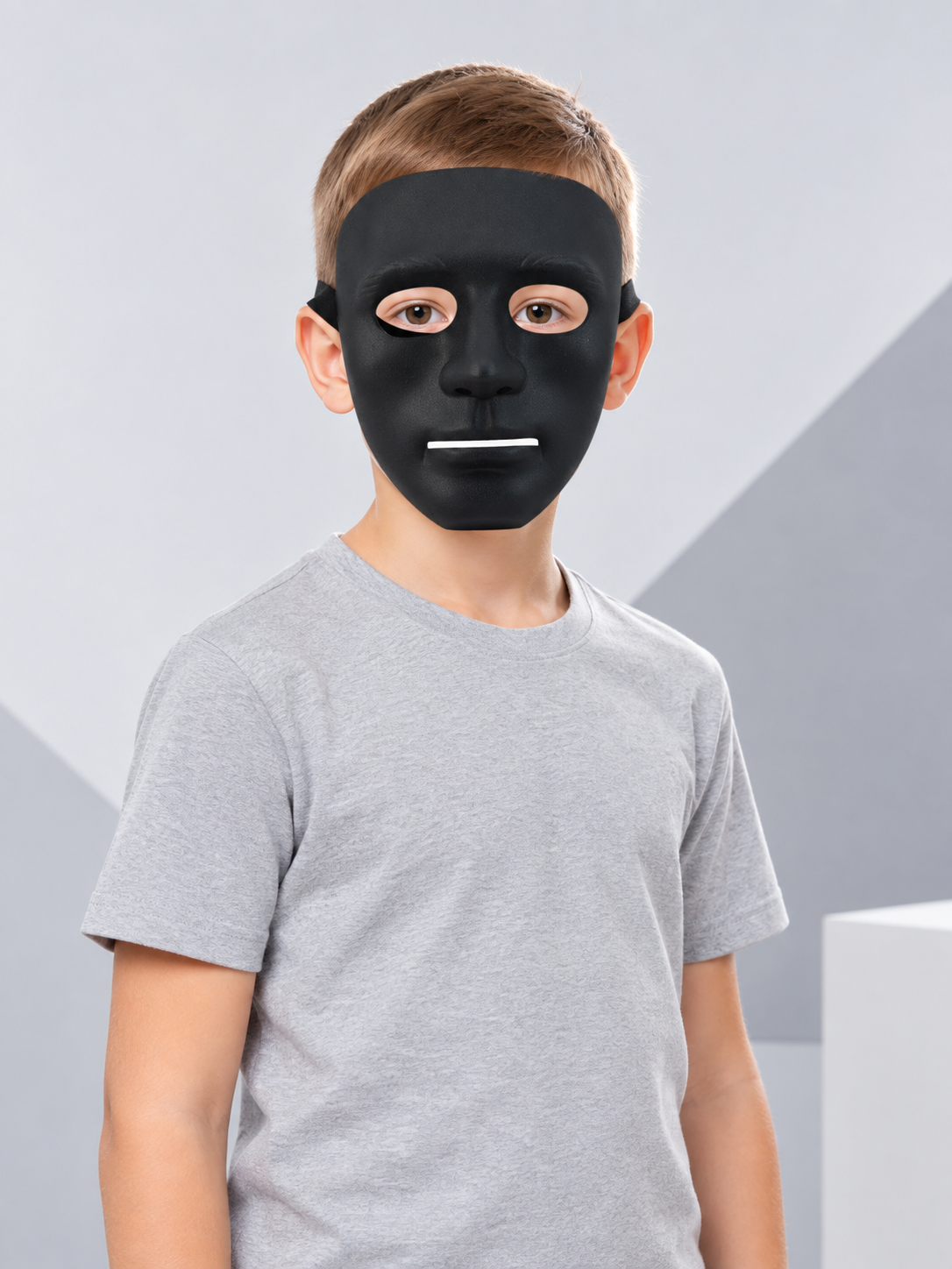 Black Matte Carnival Mask with Eye and Mouth Openings