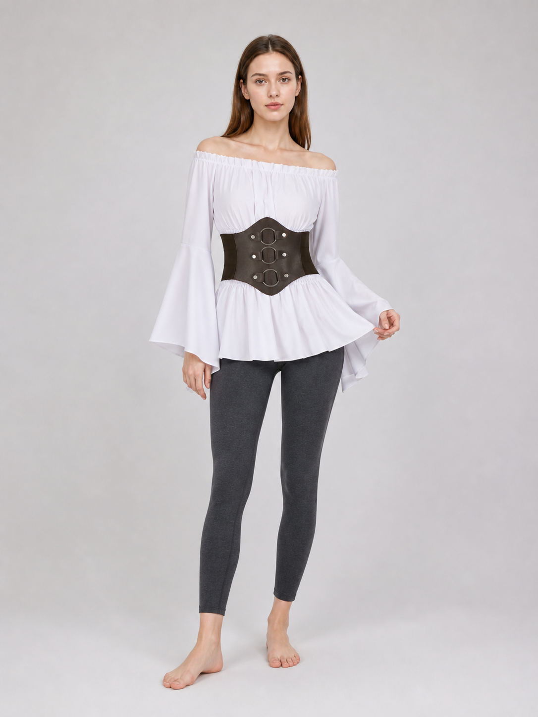 Off-the-Shoulder Cosplay Blouse with Belt