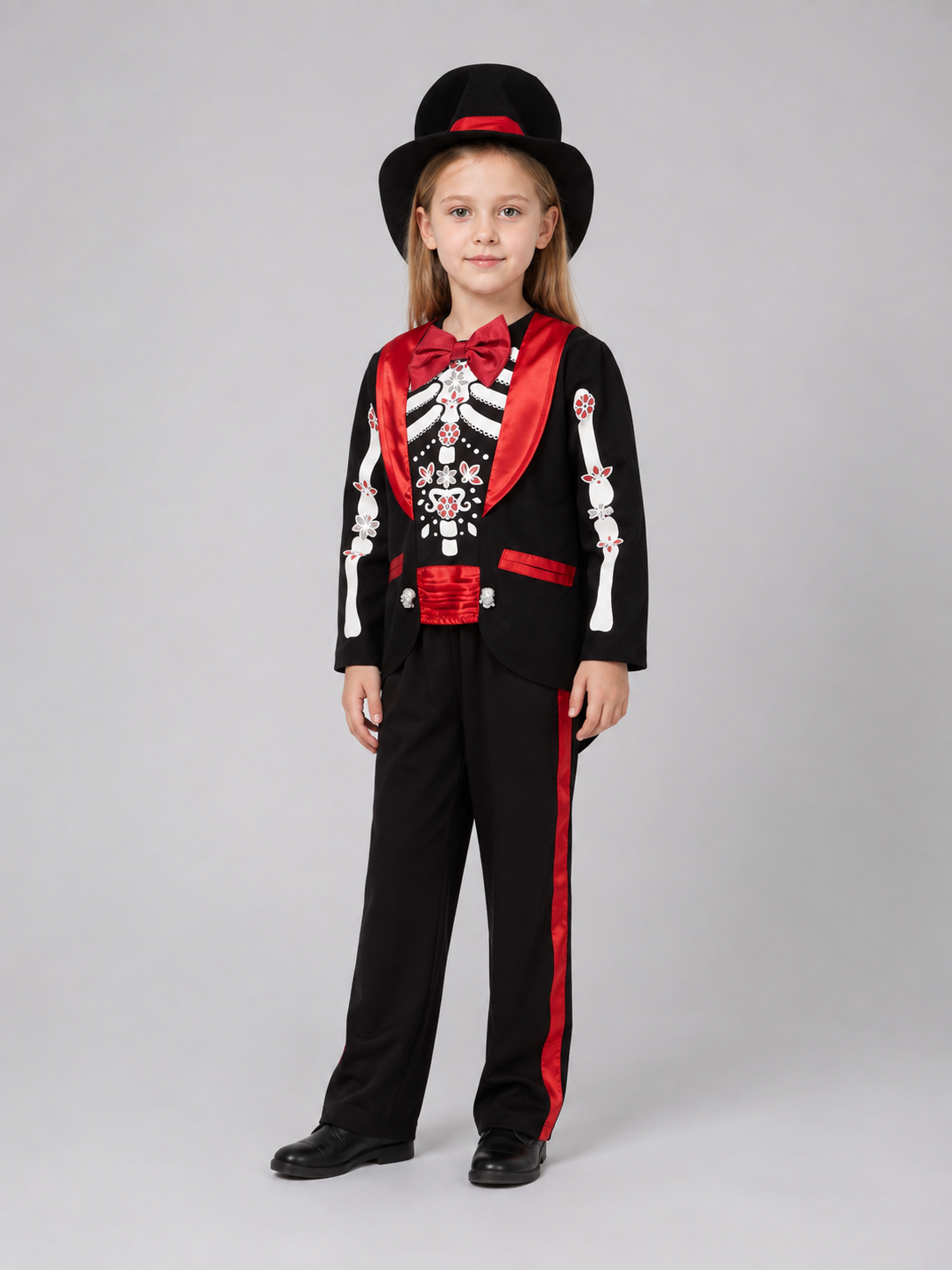 Skeleton Costume with Top Hat and Bow Tie Costume Headwear detail