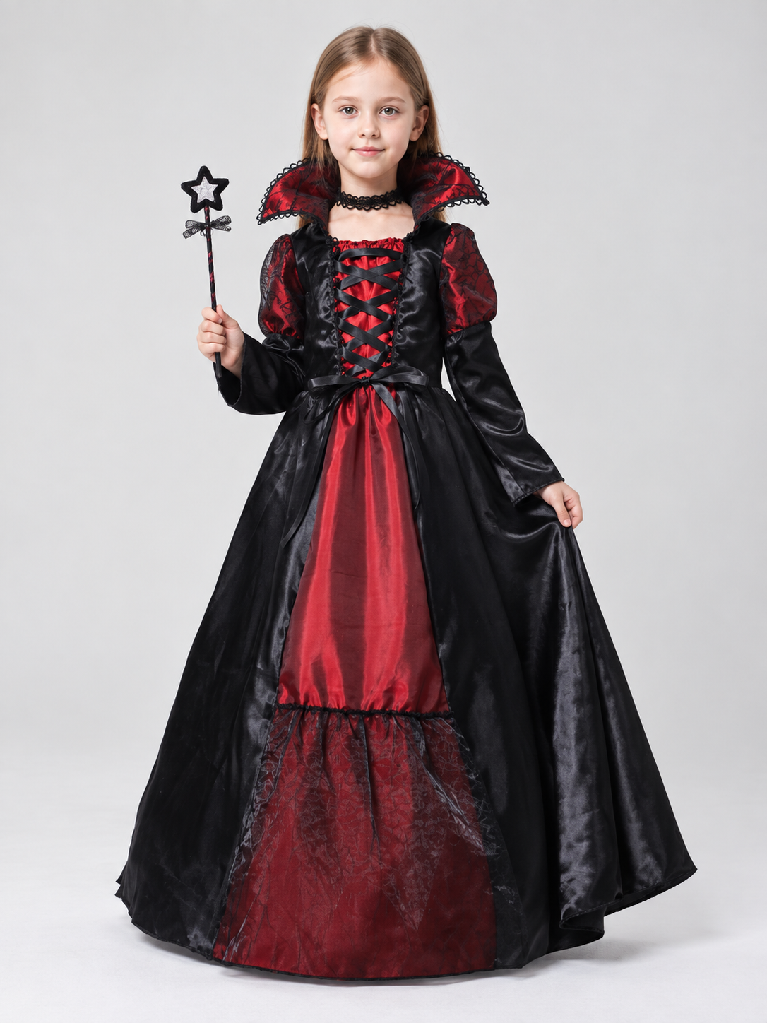 Children's Black and Red Carnival Costume with Lacing Costumes detail