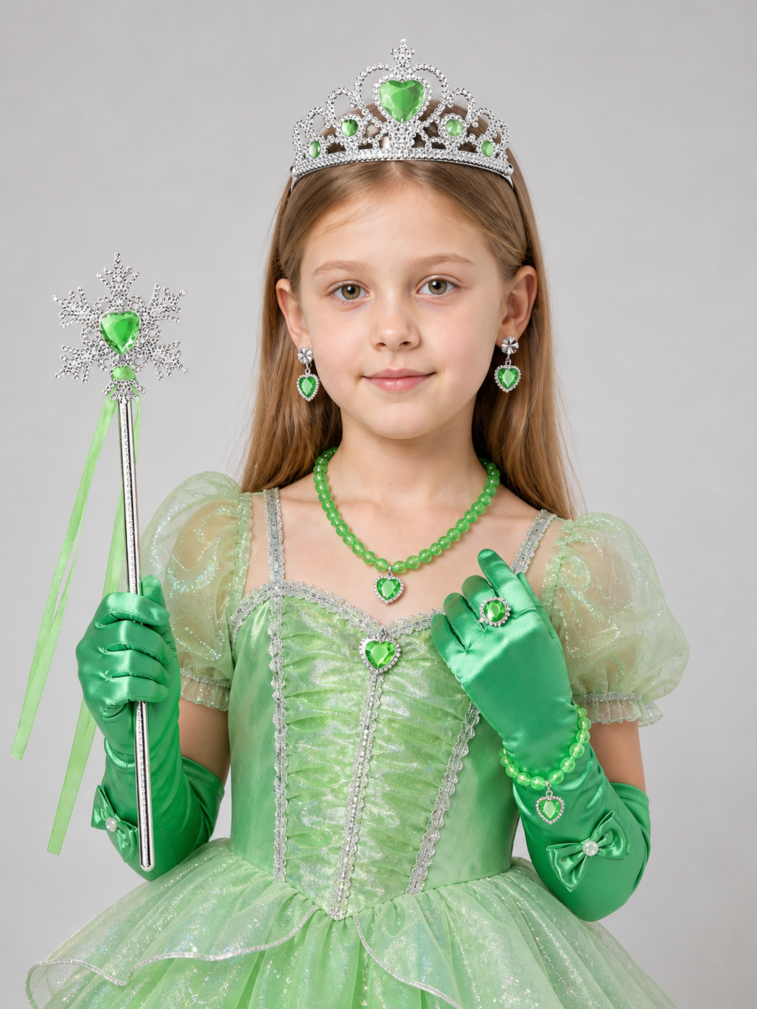 Carnival Crown Headpiece with Green and Silver Costume Headwear detail