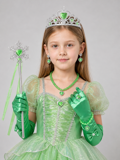 Carnival Crown Headpiece with Green and Silver Costume Headwear detail