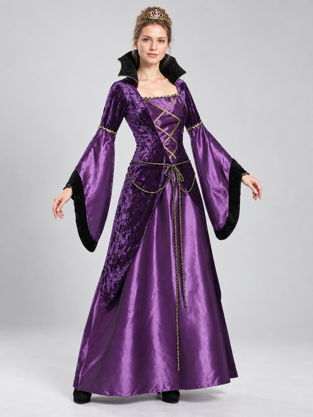 Vampire Costume with Crown and Lace-Up Detail Costume Headwear detail