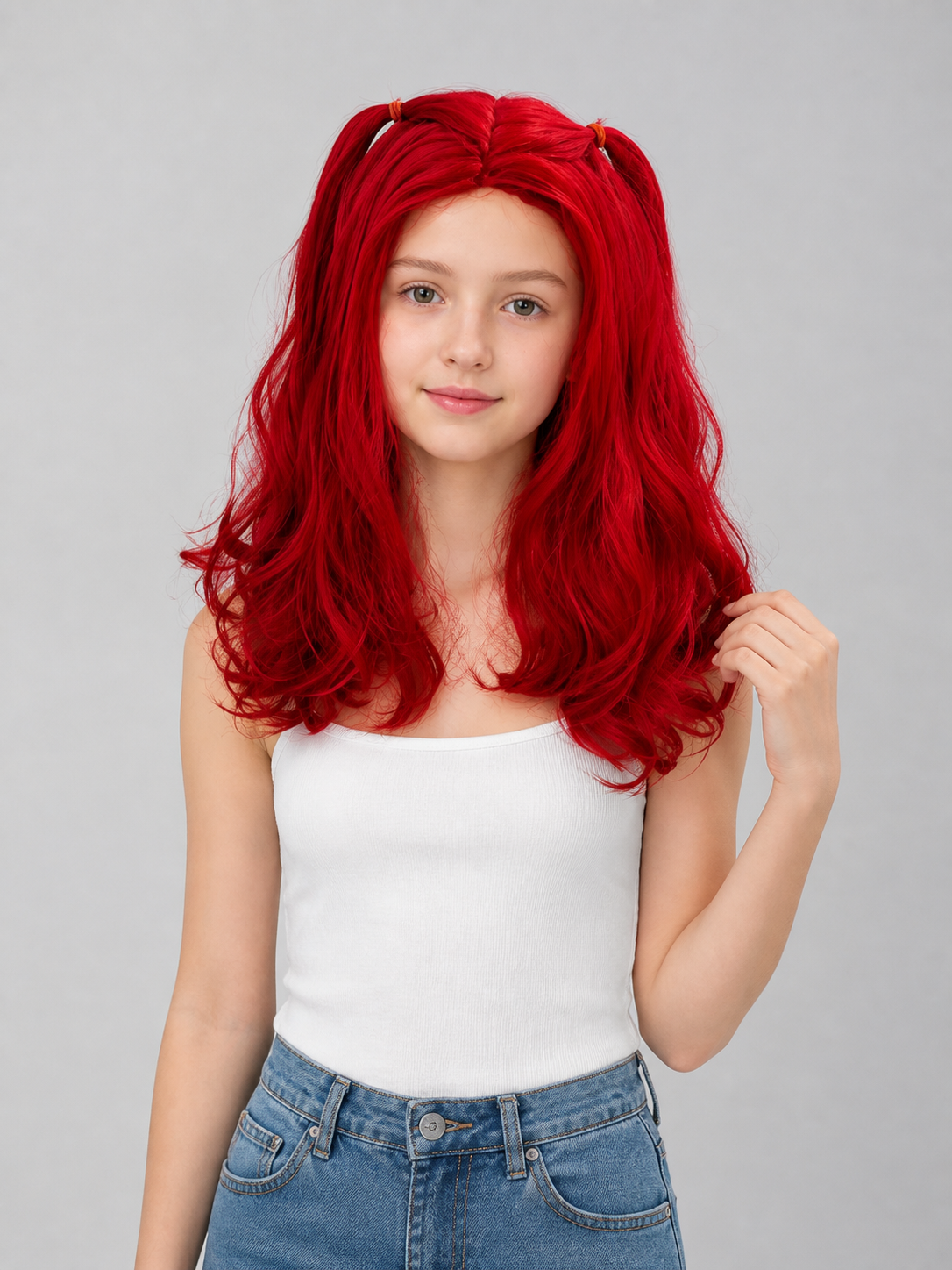 Red Carnival Wig for Halloween and Cosplay Costume Wigs detail