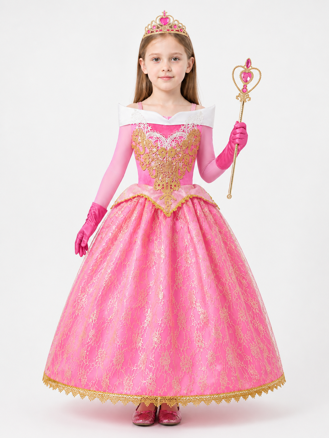 Pink Princess Costume with Crown and Scepter Costume Headwear detail