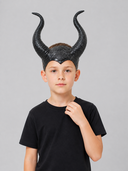 Carnival Headpiece with Black Horns for Cosplay Costume Headwear detail