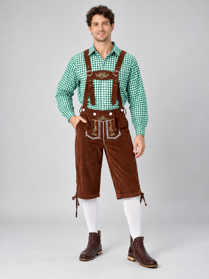 Bavarian costume for Oktoberfest: plaid shirt and pants