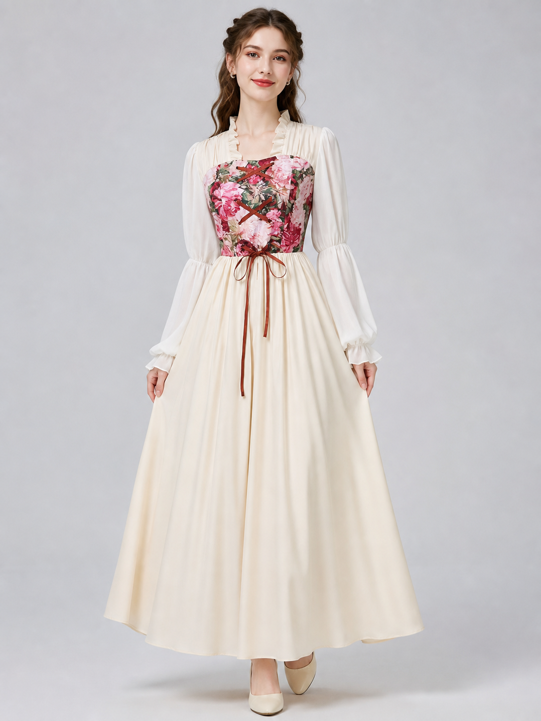 Vintage Medieval Ruffled Corset Dress