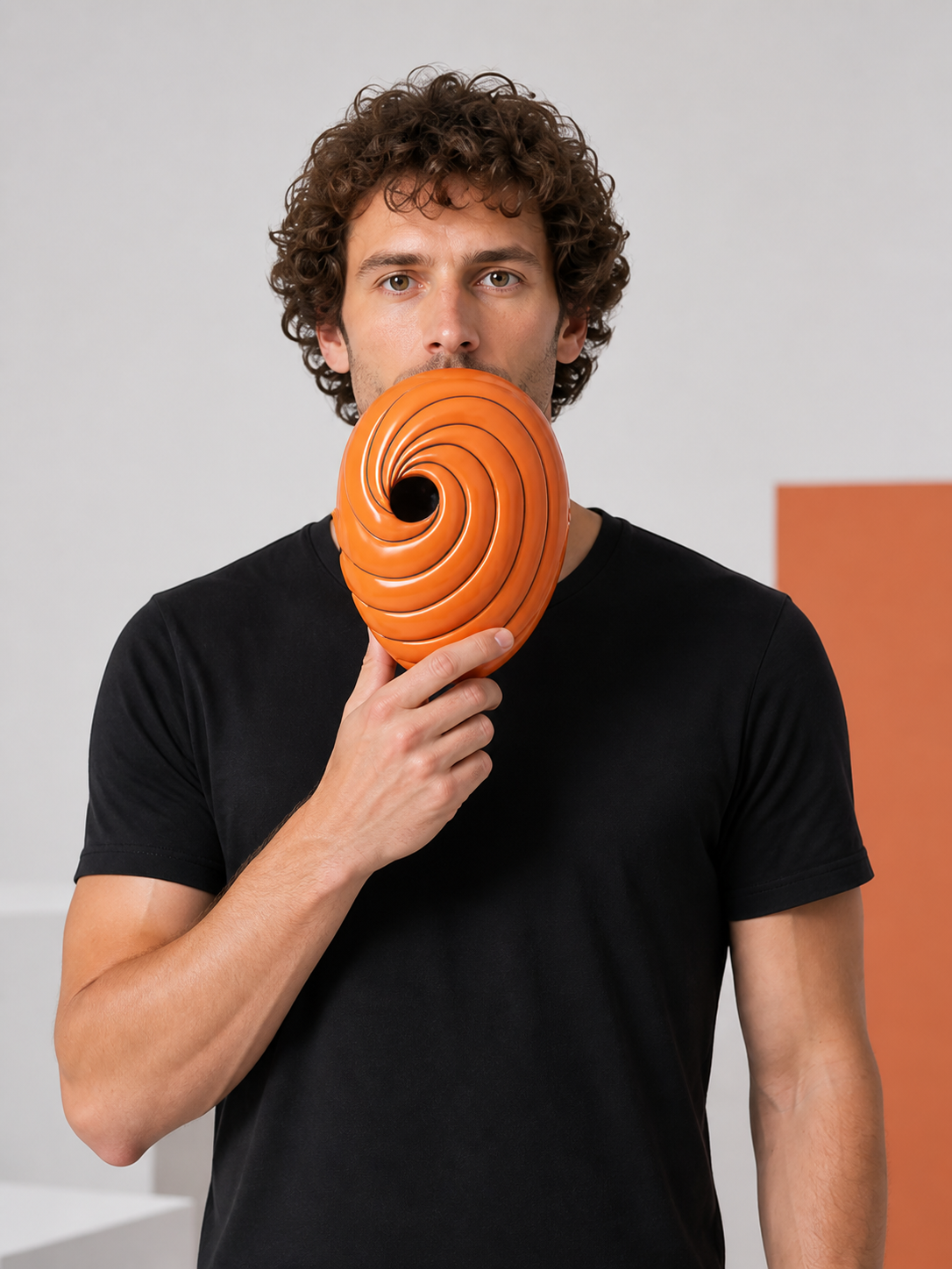 Orange Spiral Carnival Mask for Cosplay Costume Masks detail