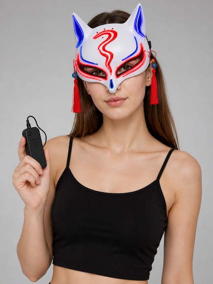 Carnival Headpiece, Glowing Fox Mask Costume Masks detail