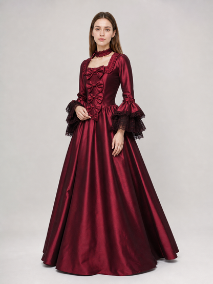 Long Gothic Victorian-Style Dress on-model front view