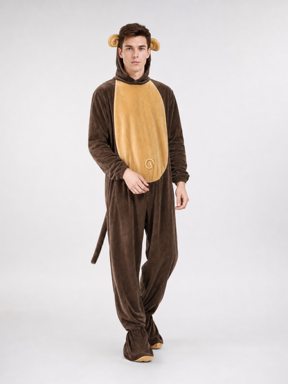 Adult Monkey Kigurumi Costume with Hood