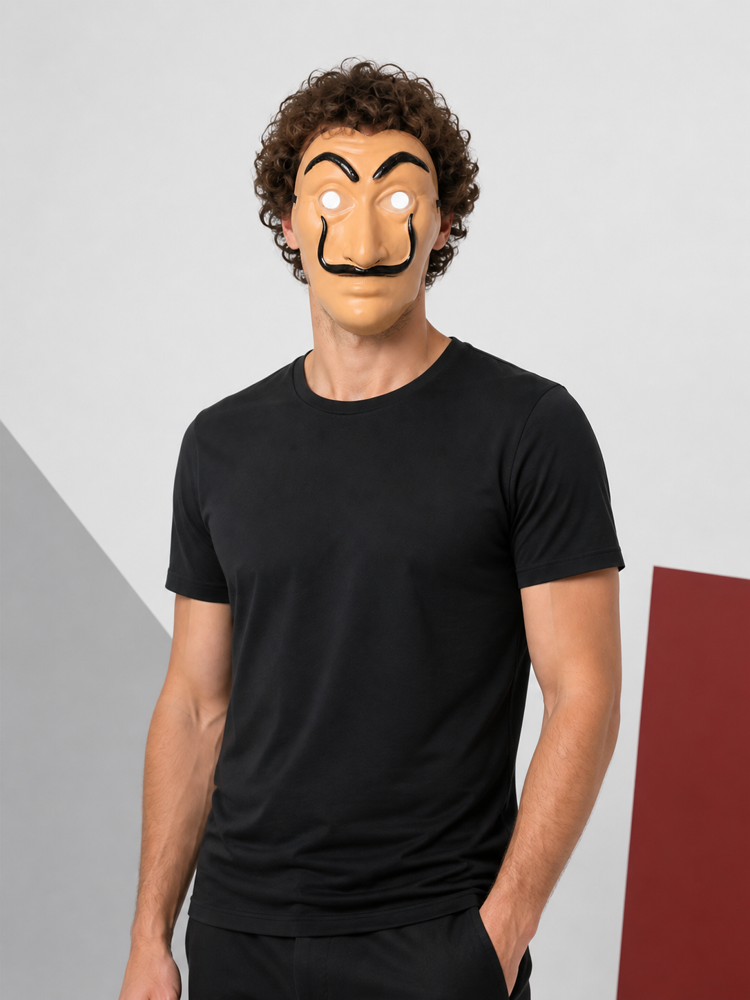 Cosplay Mask with Black Beard and Eyebrows Costume Masks detail
