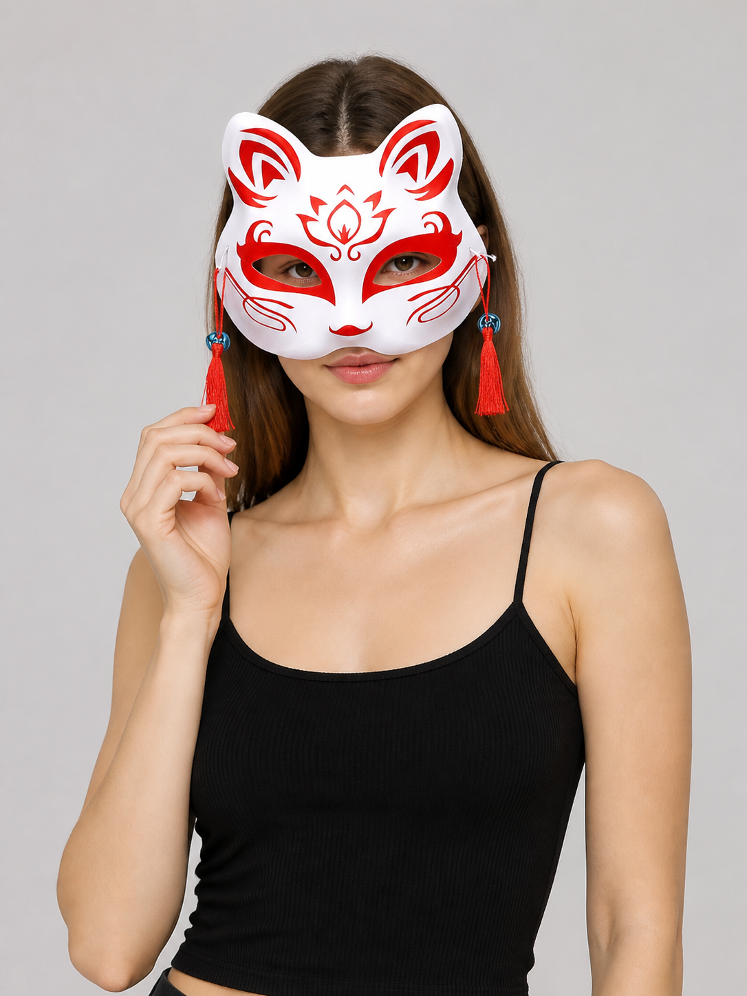White, Red, and Blue Rabbit Carnival Mask for Halloween Costume Masks detail