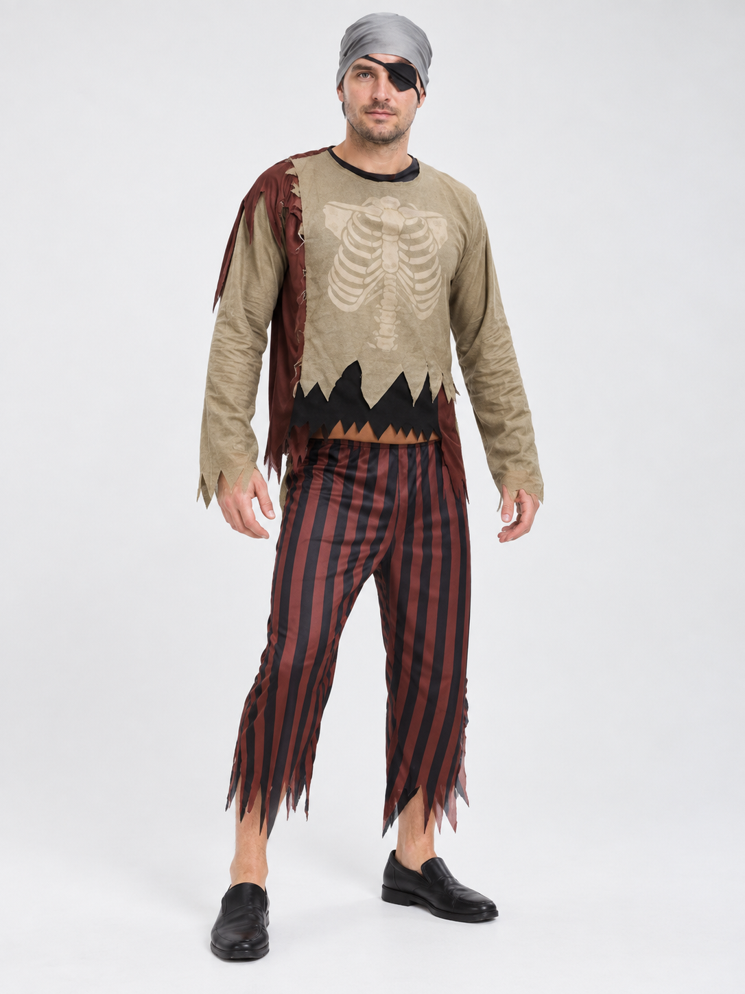 Zombie Skeleton Costume with Print and Mask