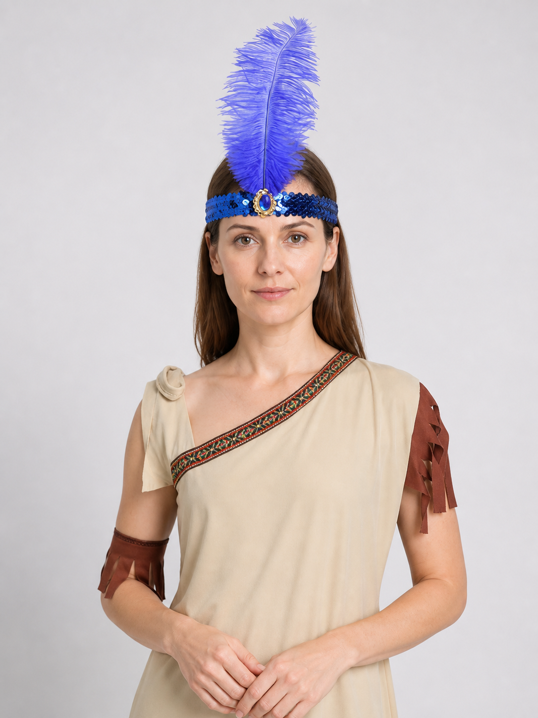 Carnival Headband with Feather, Sequins, and Embellishment Costume Headwear detail