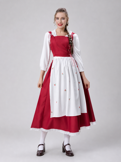 Little Red Riding Hood Dress with Apron and Cherries