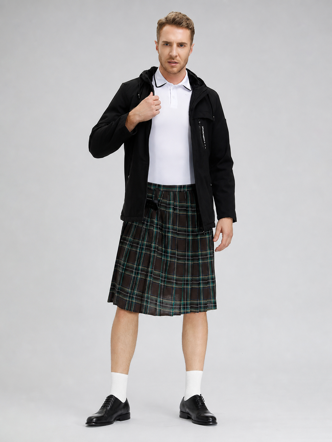 Pleated Scottish Plaid Skirt
