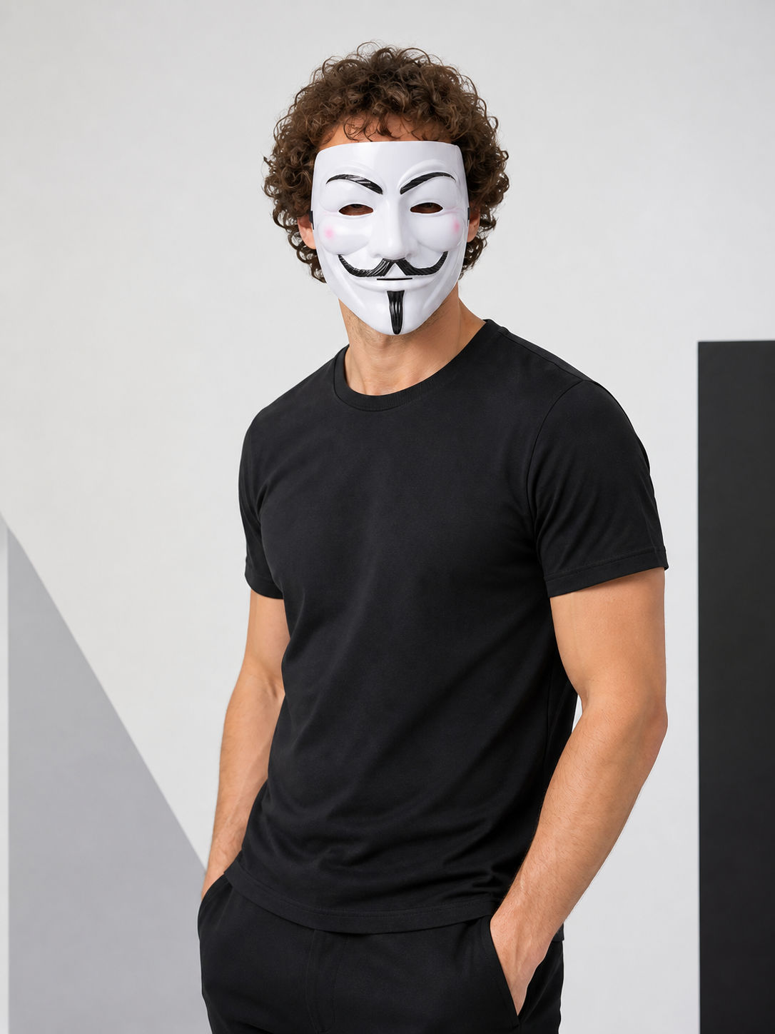 White Carnival Mask with Beard for Halloween