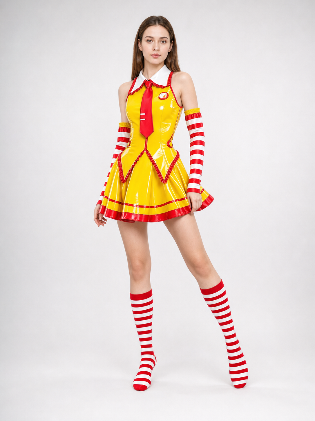 Cosplay Costume with Dress, Sleeves, and Stockings