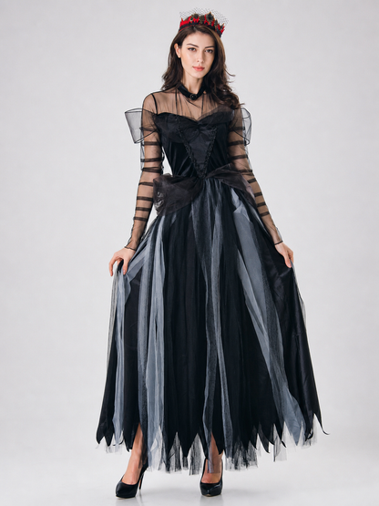 Gothic Witch Costume Dress with Full Skirt