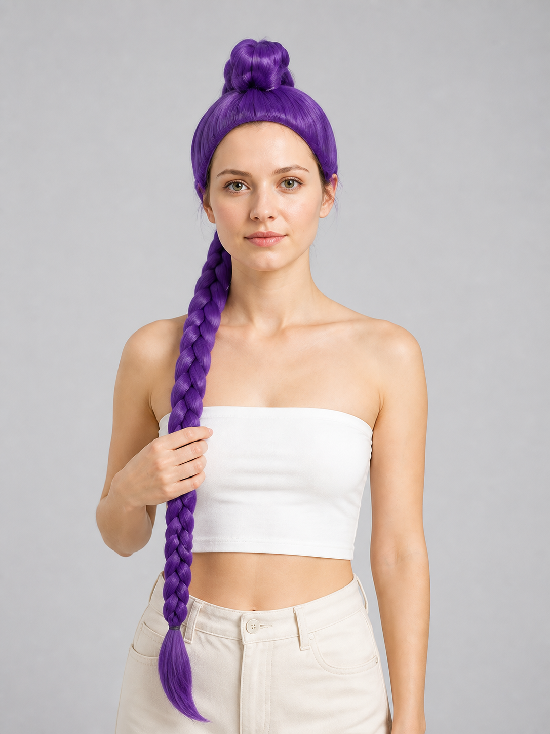 Purple Carnival Wig for Halloween and Cosplay Costume Wigs detail
