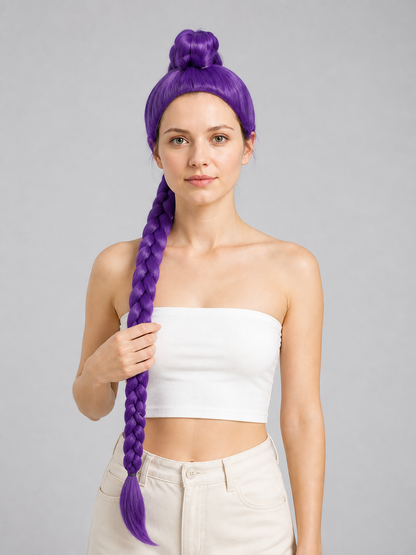 Purple Carnival Wig for Halloween and Cosplay Costume Wigs detail