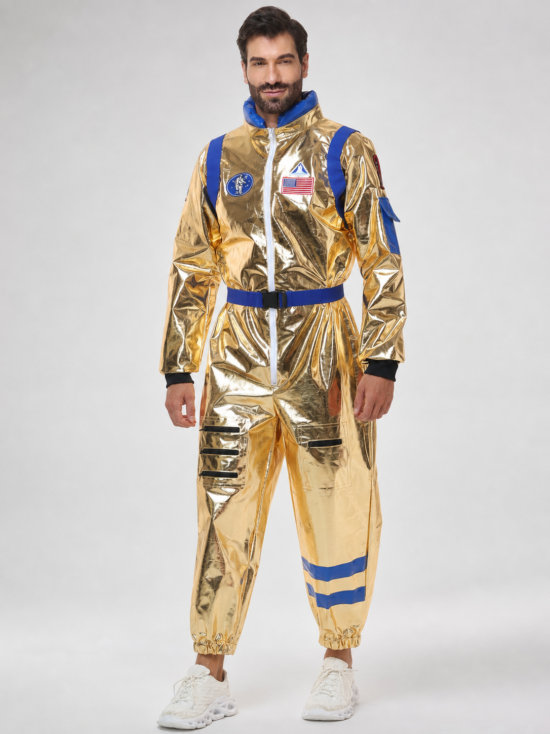 Gold-and-Blue Astronaut Costume Jumpsuit