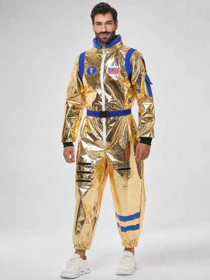 Gold-and-Blue Astronaut Costume Jumpsuit