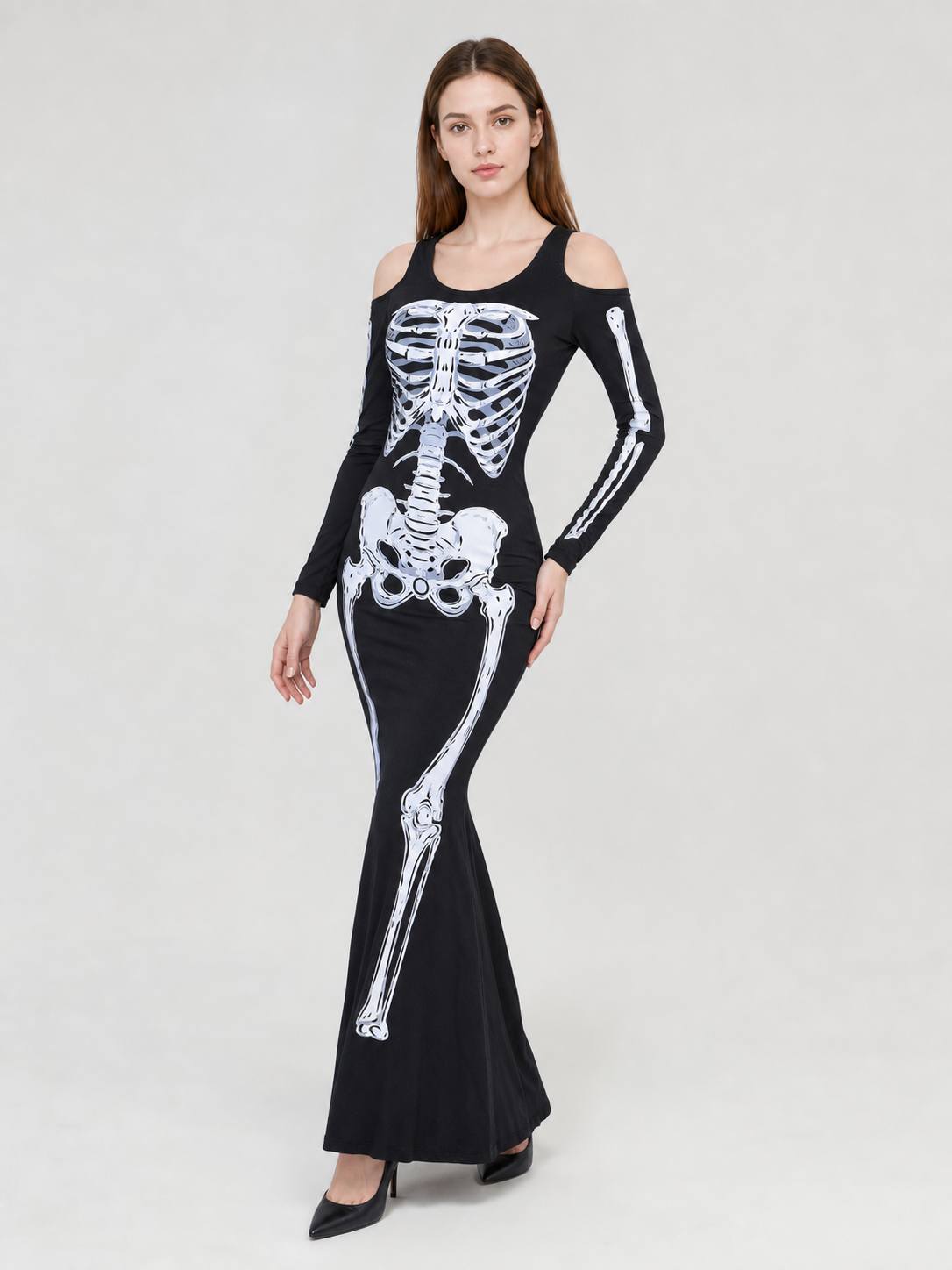 Halloween Skeleton Print Costume Dress