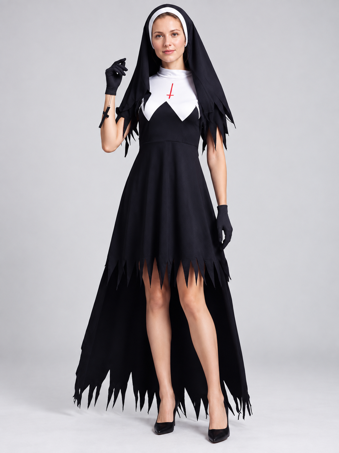 Nun Costume with Black Veil Costumes detail