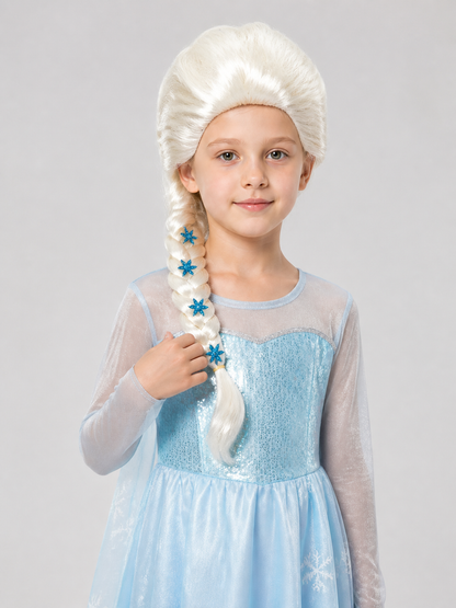 White Carnival Wig with Braids for Halloween and Cosplay Costume Wigs detail