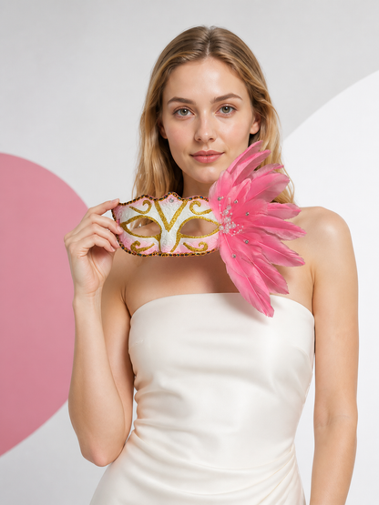 Pink Carnival Mask for Halloween and Cosplay Costume Masks detail