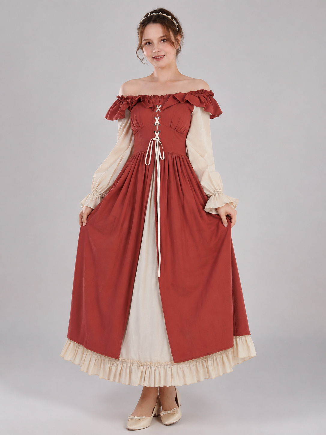 Long Renaissance-Style Dress with a Full Skirt Costume Dresses detail